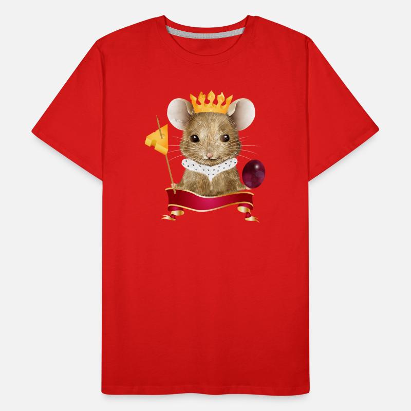 Mouse with cheese crown, grape and toothpick Men's Premium Organic T-Shirt