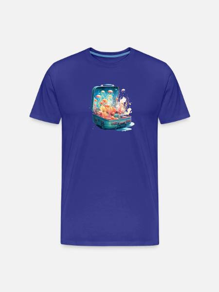 en koffert full av maneter - Jelly Adventure - Premium økologisk T-skjorte for menn - kongeblå