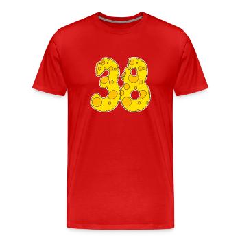 38 ans Lustig Käse - T-shirt bio Premium Homme - rouge - Devant - Damien (186cm)