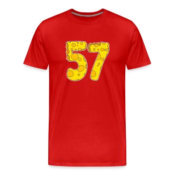 57 ans de Lustig Käse - T-shirt bio Premium Homme - rouge - Devant - Damien (186cm)