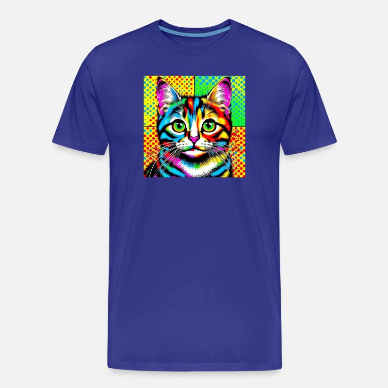 Katze Pop Art - Männer Premium Bio T-Shirt - Königsblau