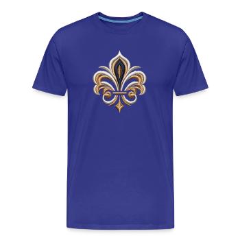 Elegant Fleur-de-Lis Embroidery - Men's Premium Organic T-Shirt - royal blue - Front - Damien (186cm)