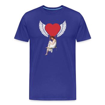 Coeur Fille Femme Ailes Fantaisie Saint-Valentin Fantaisie - T-shirt bio Premium Homme - bleu roi - Devant - Damien (186cm)