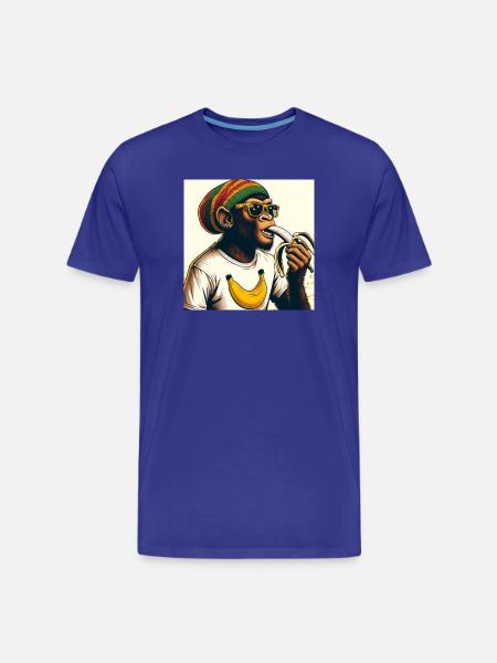 Cool monkey eats banana - Men's Premium Organic T-Shirt - royal blue