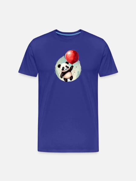 Panda Bear with Balloon - Men's Premium Organic T-Shirt - royal blue