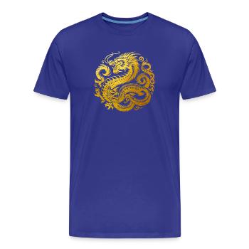 Tatouage de dragon chinois - T-shirt bio Premium Homme - bleu roi - Devant - Damien (186cm)