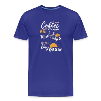 Coffee Mischief Sunrise Day Begins - Men's Premium Organic T-Shirt - royal blue - Front - Damien (186cm)