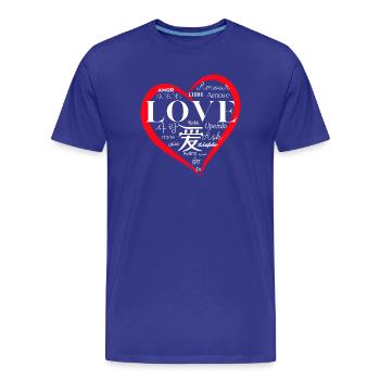 Global Love: Mehrsprachiges Herzdesign - Männer Premium Bio T-Shirt - Königsblau - Vorne - Damien (186cm)