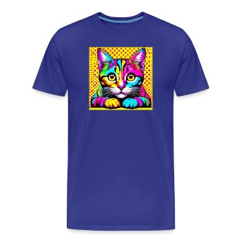 Chat Pop Art - T-shirt bio Premium Homme - bleu roi - Devant - Damien (186cm)
