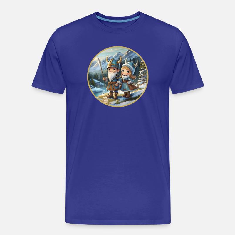 Wikingerjunge und -mädchen - Männer Premium Bio T-Shirt - Königsblau