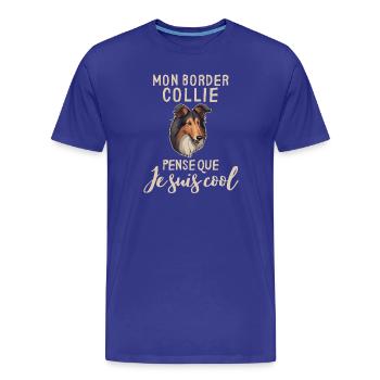 Chien de race border collie - T-shirt bio Premium Homme - bleu roi - Devant - Damien (186cm)