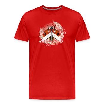 enchanting radiant ladybug with flowers - Men's Premium Organic T-Shirt - red - Front - Damien (186cm)
