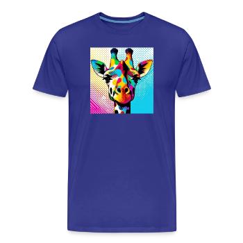 Girafe Pop Art - T-shirt bio Premium Homme - bleu roi - Devant - Damien (186cm)