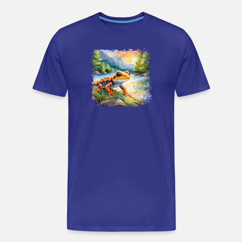 Niedlicher junger Feuersalamander - Männer Premium Bio T-Shirt - Königsblau