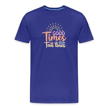 Good Times and Tan Lines - Men's Premium Organic T-Shirt - royal blue - Front - Damien (186cm)