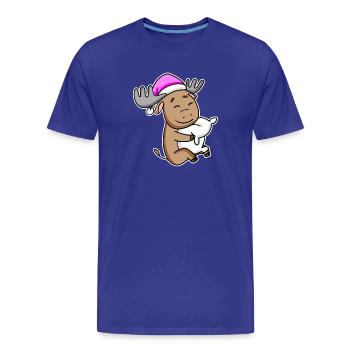 Moose Tired Sleeping Sleeping Girl - Men's Premium Organic T-Shirt - royal blue - Front - Damien (186cm)
