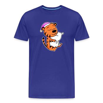 Tiger Tired Sleeping Sleeping Girl - Men's Premium Organic T-Shirt - royal blue - Front - Damien (186cm)