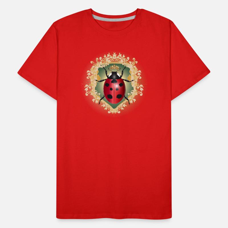 rot leuchtender Marienkäfer mit Krone im Rahmen Männer Premium Bio T-Shirt