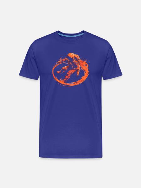 Astronaut surrounded by flames - Men's Premium Organic T-Shirt - royal blue