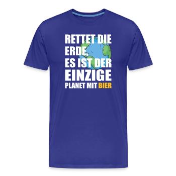 La bière sauve la planète - T-shirt bio Premium Homme - bleu roi - Devant - Damien (186cm)