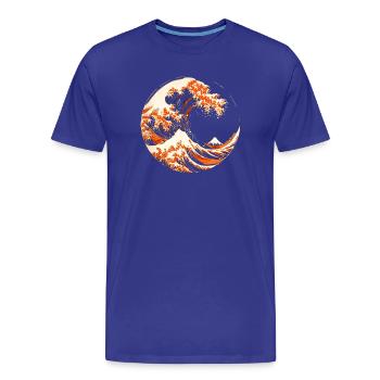 Vague d'Hokusai Stylisé - T-shirt bio Premium Homme - bleu roi - Devant - Damien (186cm)