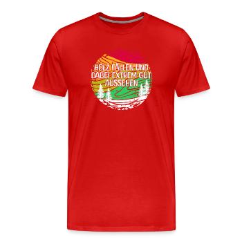 Lumberjack Woodland Wood Statement Woodwork Tree - Men's Premium Organic T-Shirt - red - Front - Damien (186cm)