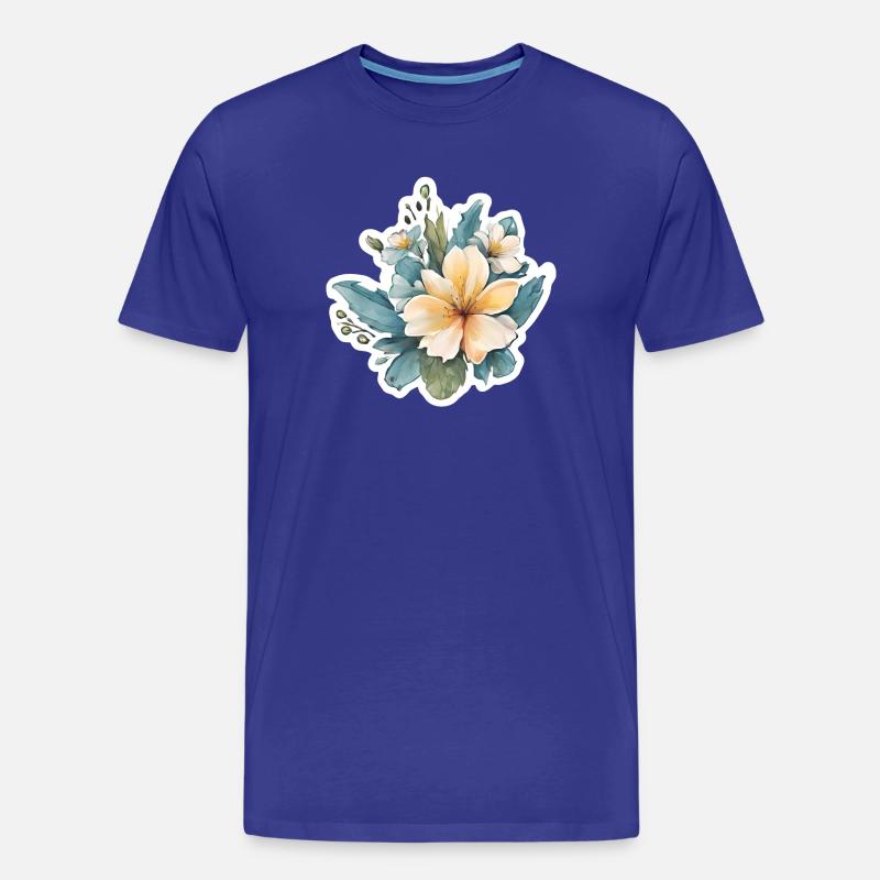 Gelbe Blume - Männer Premium Bio T-Shirt - Königsblau