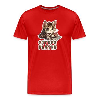 Katzen RPG Player W20 Rollenspiel Shirt - Männer Premium Bio T-Shirt - Rot - Vorne - Damien (186cm)