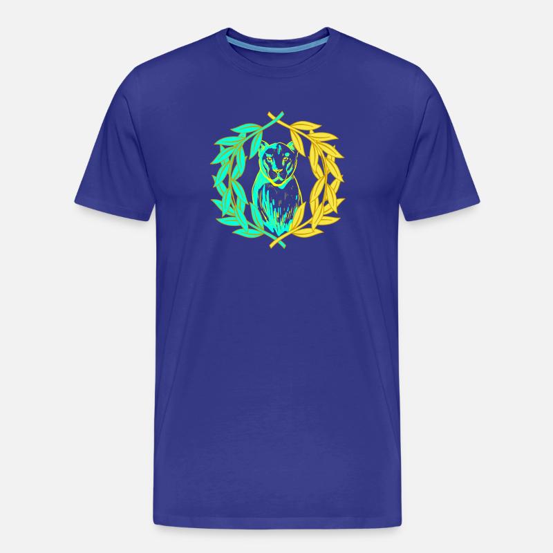 Leopard Tiger Katze Lorbeerkranz - Männer Premium Bio T-Shirt - Königsblau