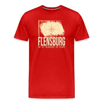Flensburg Koordinaten - Männer Premium Bio T-Shirt - Rot - Vorne - Damien (186cm)