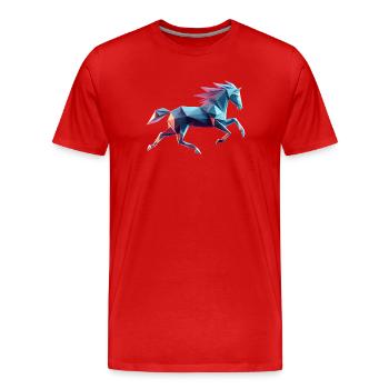 galloping horse origami geometric 3d neon - Men's Premium Organic T-Shirt - red - Front - Damien (186cm)
