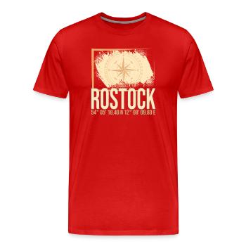 Rostock Koordinaten - Männer Premium Bio T-Shirt - Rot - Vorne - Damien (186cm)