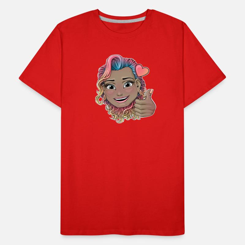 Badge multicolore vibrant pour cheveux bouclés T-shirt bio Premium Homme