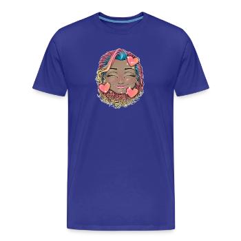 Buntes Regenbogenhaar Smiley - Männer Premium Bio T-Shirt - Königsblau - Vorne - Damien (186cm)
