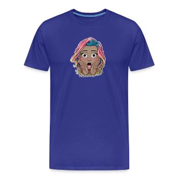 Lebendiges schockiertes Mädchen Illustration - Männer Premium Bio T-Shirt - Königsblau - Vorne - Damien (186cm)