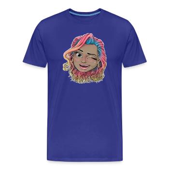 Vibrant Winking Illustration - Men's Premium Organic T-Shirt - royal blue - Front - Damien (186cm)