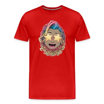 Célébration vibrante aux yeux étoilés - T-shirt bio Premium Homme - rouge - Devant - Damien (186cm)