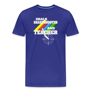 Tireur d’élite à la craie et professeur - T-shirt bio Premium Homme - bleu roi - Devant - Damien (186cm)