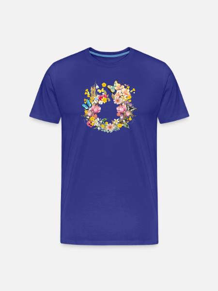 spring-like colourful flowers and butterflies - Men's Premium Organic T-Shirt - royal blue