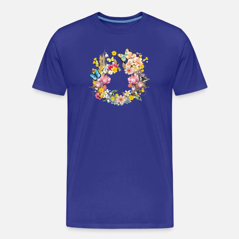 frühlingshafte bunte Blüten & Schmetterlinge - Männer Premium Bio T-Shirt - Königsblau