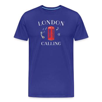London is calling, England, red phone booth - Men's Premium Organic T-Shirt - royal blue - Front - Damien (186cm)
