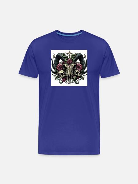 Crâne de chèvre aquarelle - T-shirt bio Premium Homme - bleu roi
