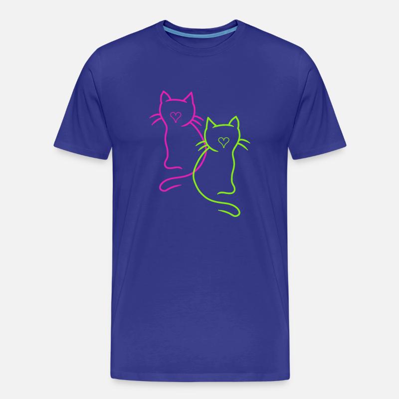 Retro Katzen Herz - Männer Premium Bio T-Shirt - Königsblau