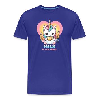 Licorne au lait sucré - T-shirt bio Premium Homme - bleu roi - Devant - Damien (186cm)