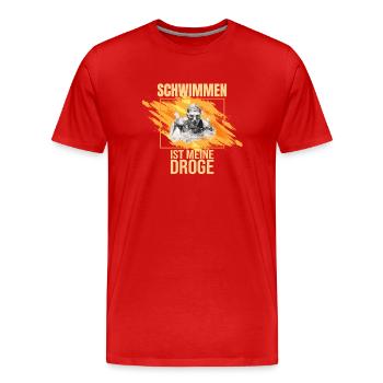 Schwimmen ist meine Droge - Männer Premium Bio T-Shirt - Rot - Vorne - Damien (186cm)