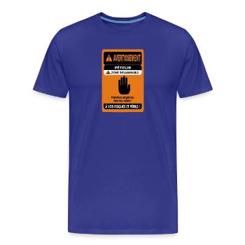 Farting Warning - Men's Premium Organic T-Shirt - royal blue - Front - Damien (186cm)