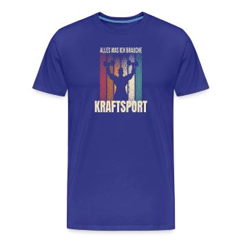 Alles was ich brauche - Kraftsport - Männer Premium Bio T-Shirt - Königsblau - Vorne - Damien (186cm)