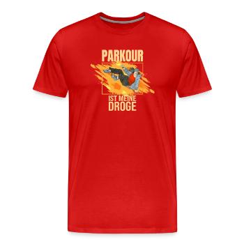 Parkour ist meine Droge - Männer Premium Bio T-Shirt - Rot - Vorne - Damien (186cm)