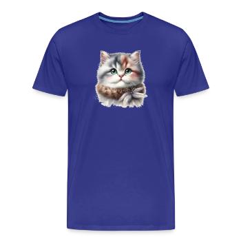 Chat mignon - T-shirt bio Premium Homme - bleu roi - Devant - Damien (186cm)