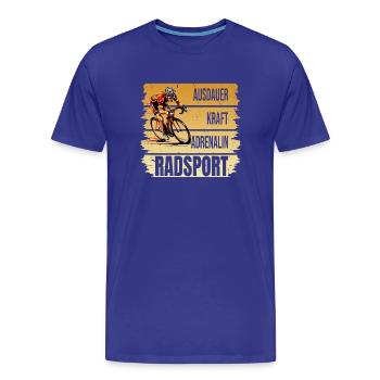 Ausdauer - Kraft - Adrenalin - Radsport - Männer Premium Bio T-Shirt - Königsblau - Vorne - Damien (186cm)